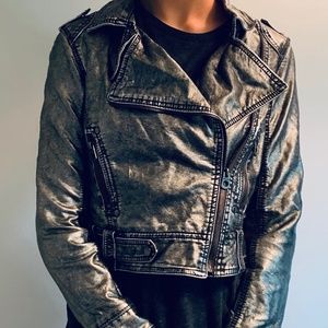 Silver metallic Moto Jacket